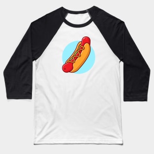 Hotdog Cartoon Vector Icon Illustration (2) Baseball T-Shirt